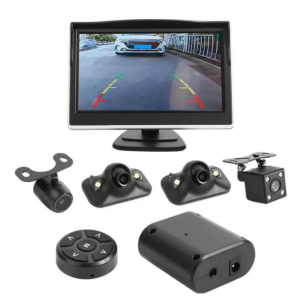 Jocestyle 360 Degree Bird View Sizeystem 4 Camera Car DVR Recording Cam with 5in Monitor