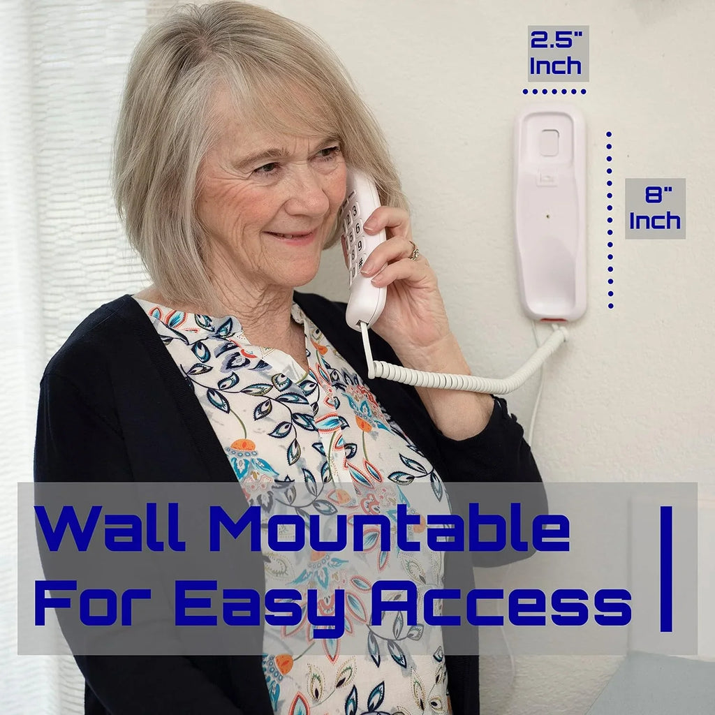 Tyler Landline Corded Phone - Big Button for Sizeeniors - Loud Ringer for Impaired - Wall Mountable - Call