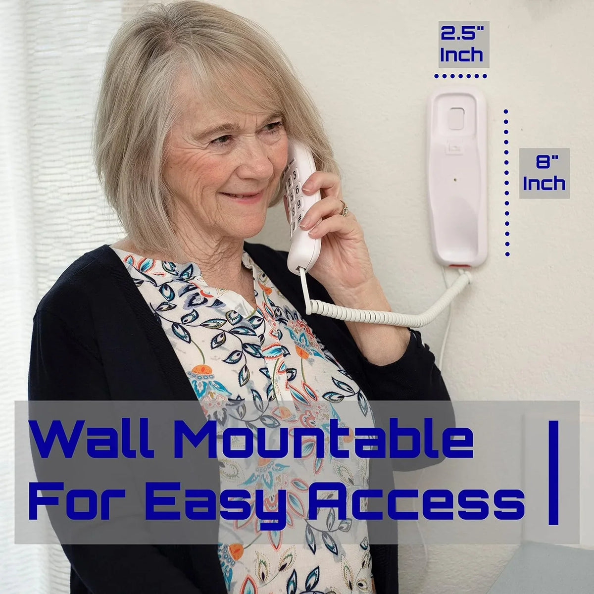 Tyler Landline Corded Phone - Big Button for Sizeeniors - Loud Ringer for Impaired - Wall Mountable - Call