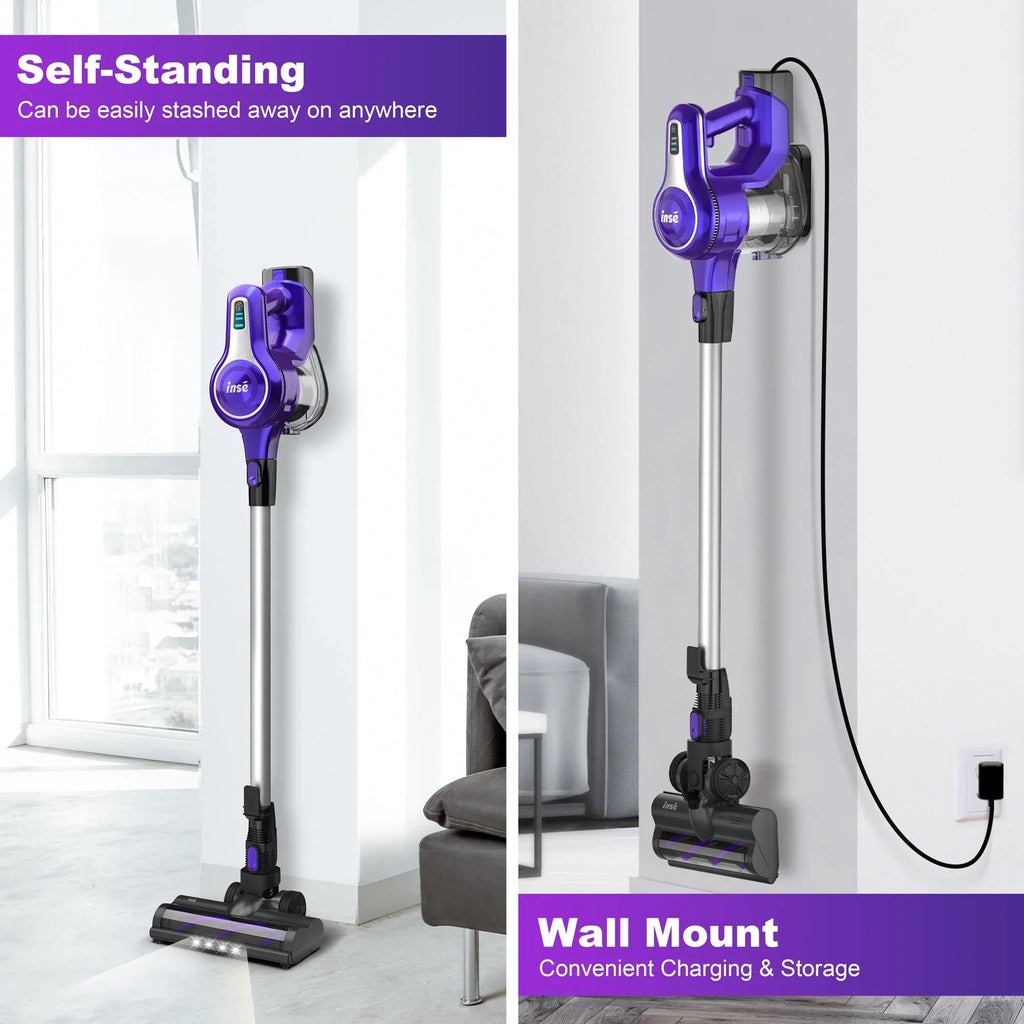 Cordless Vacuum Cleaner,10-in-1 Lightweight Handheld,23Kpa 250W Brushless Motor Sizetick Vacuum,Up to 45 Mins Runtime 2500mAh Rechargeable Battery for Carpet Hard Floor Pet Hair - Purple