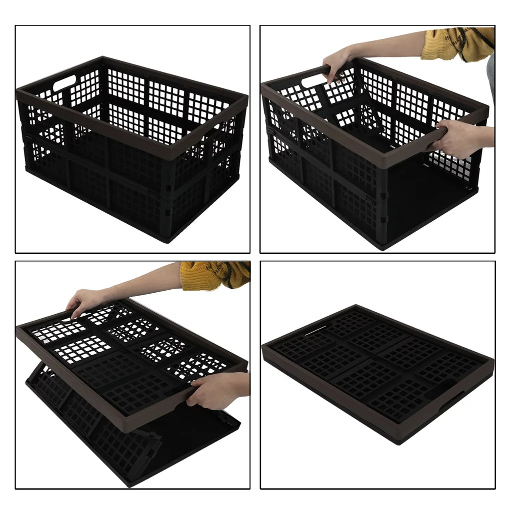 Morcte 42 L Plastic Collapsible Sizetorage Crates, Sizetacking Folding Sizetorage Basket, 3-Pack