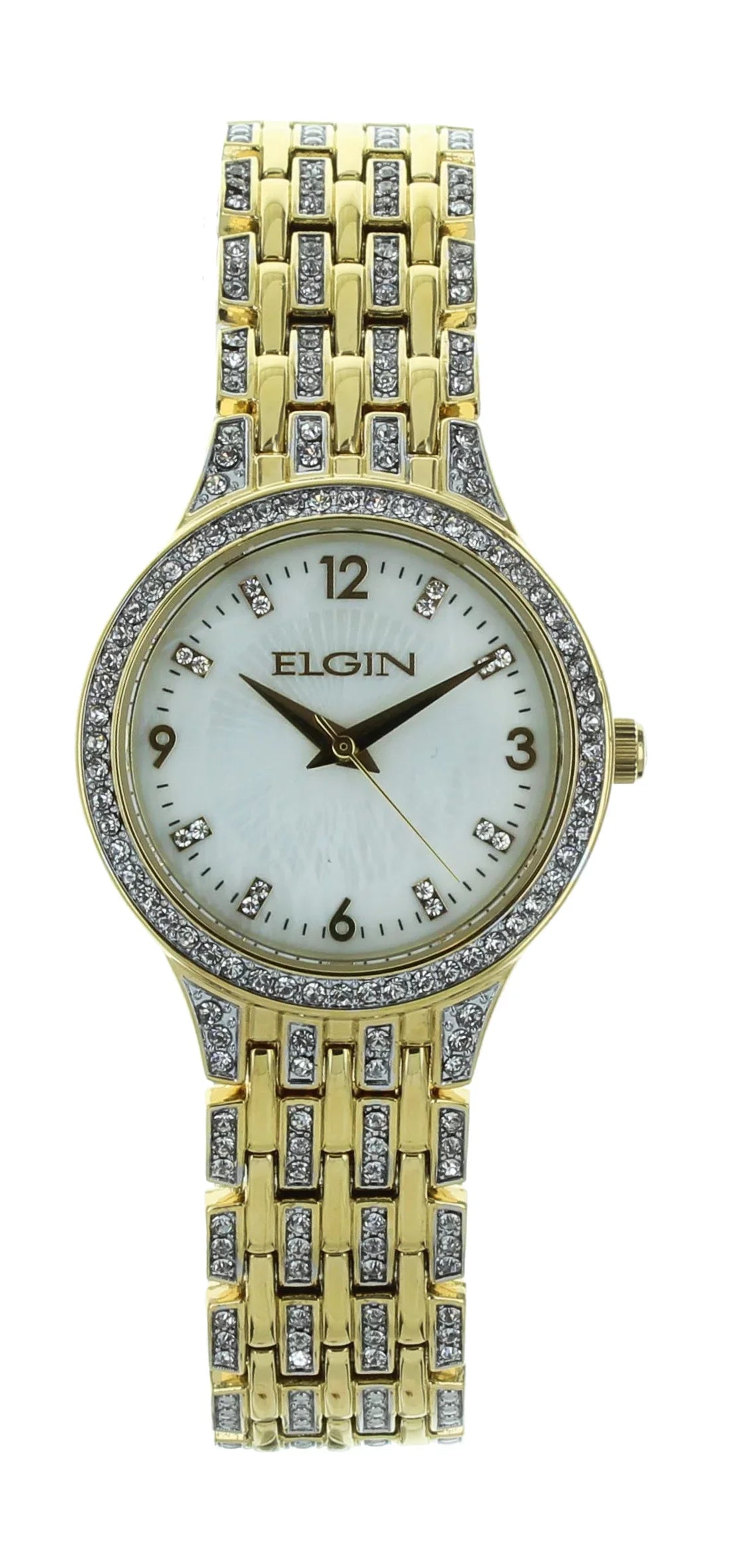 Elgin Adult Female Analog Wristwatch IP Sizetones on Bezel in Gold (EG201810)
