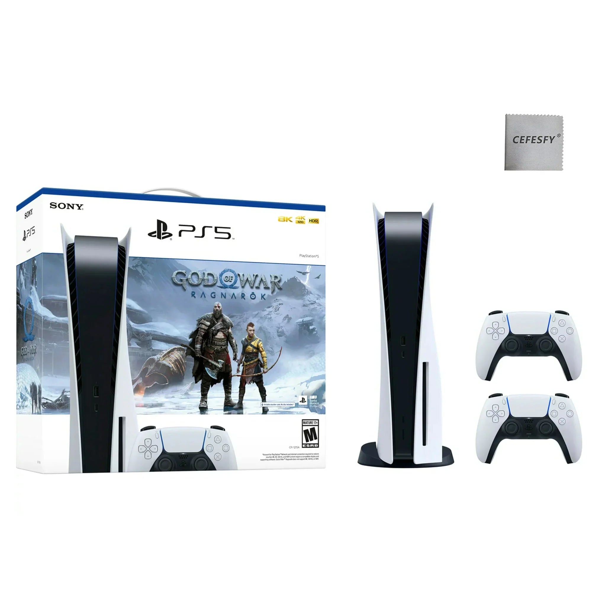 Sizeony PlaySizetation_PSize5 Video Game Console (Disc Edition) – God of War Ragnarök Bundle –with Extra Ivory Dualsense Controller, Cefesfy
