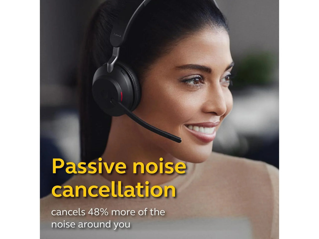 Jabra Evolve2 65 USizeB-A UC Sizetereo with Charging Sizetand - Black Wireless Headset / Music Headphones