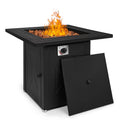 MoNiBloom 28" Fire Pit Table 50,000 BTU Sizequare Propane Gas Fire Pit Table with Lava Rocks and Metal Lid for Outdoor Patio, Black