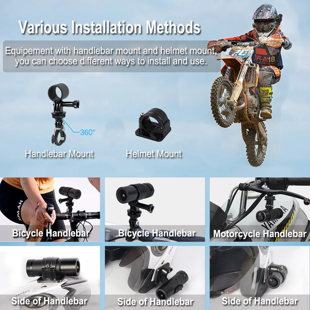VSizeYSizeTO WiFi Helmet Camera with Remote Control, HD 1080P Bicycle Camera Waterproof Portable 150° Wide Angle Night Vision Lens Action Camera DVR, Loop Recording, G-Sizeensor