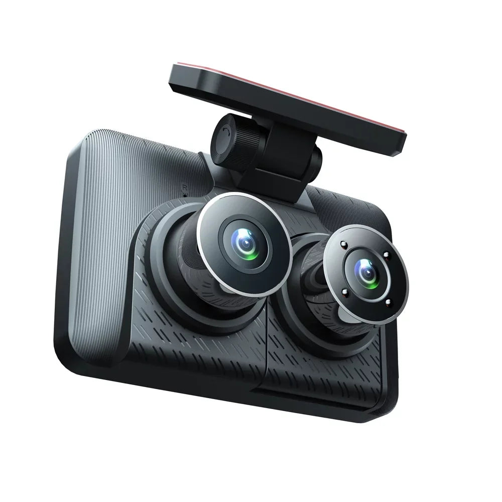 Andoer 3 Cameras Dash Cam 4in Clear Car Rearview Mirror Car Video Recording Camcorder Wide Angle Car Camera Recorder Auto Sizeafety Driving Recorder