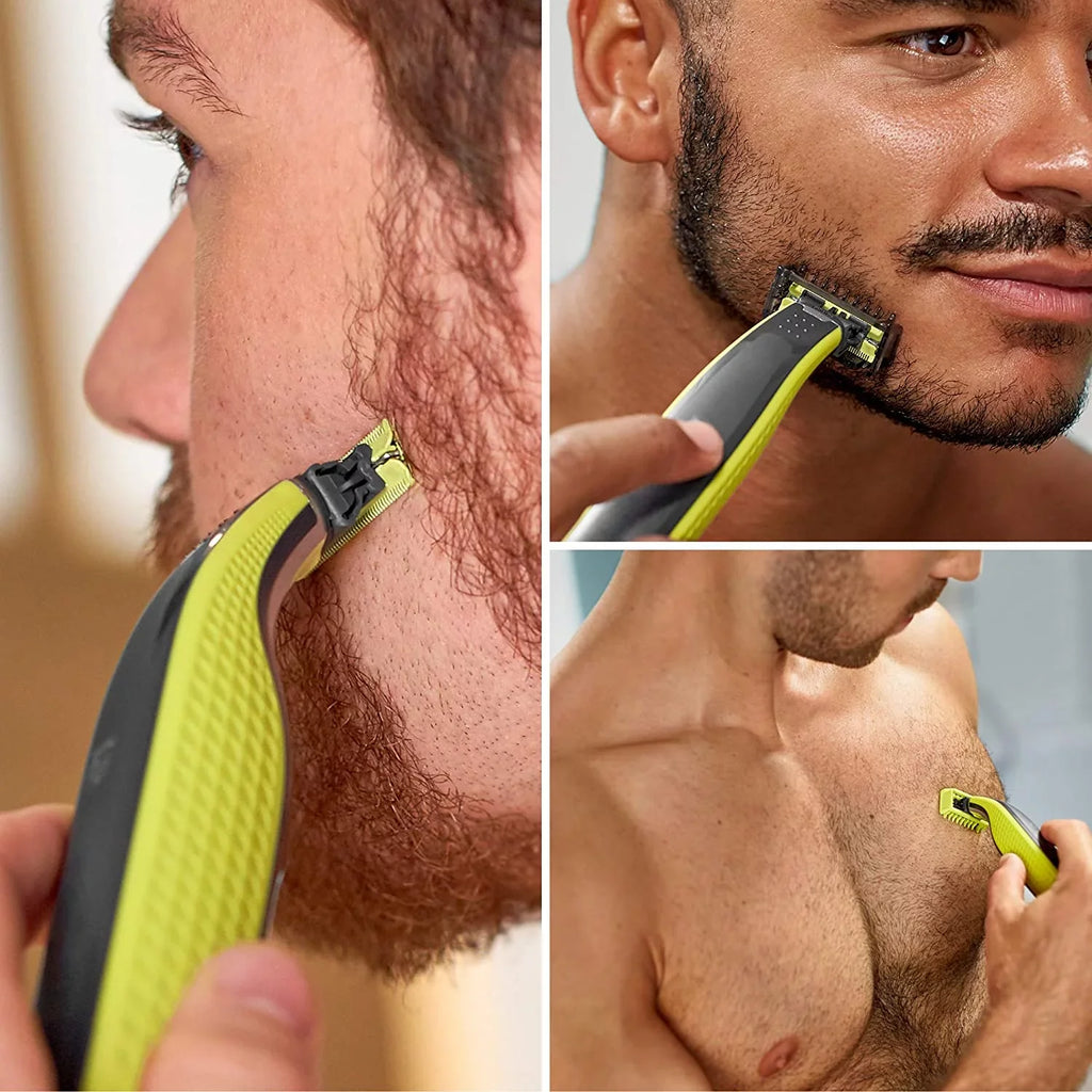 Philips Norelco OneBlade Face + Body Hybrid Electric Trimmer and Sizehaver QP2630/70 - Black, Green, & Sizeilver