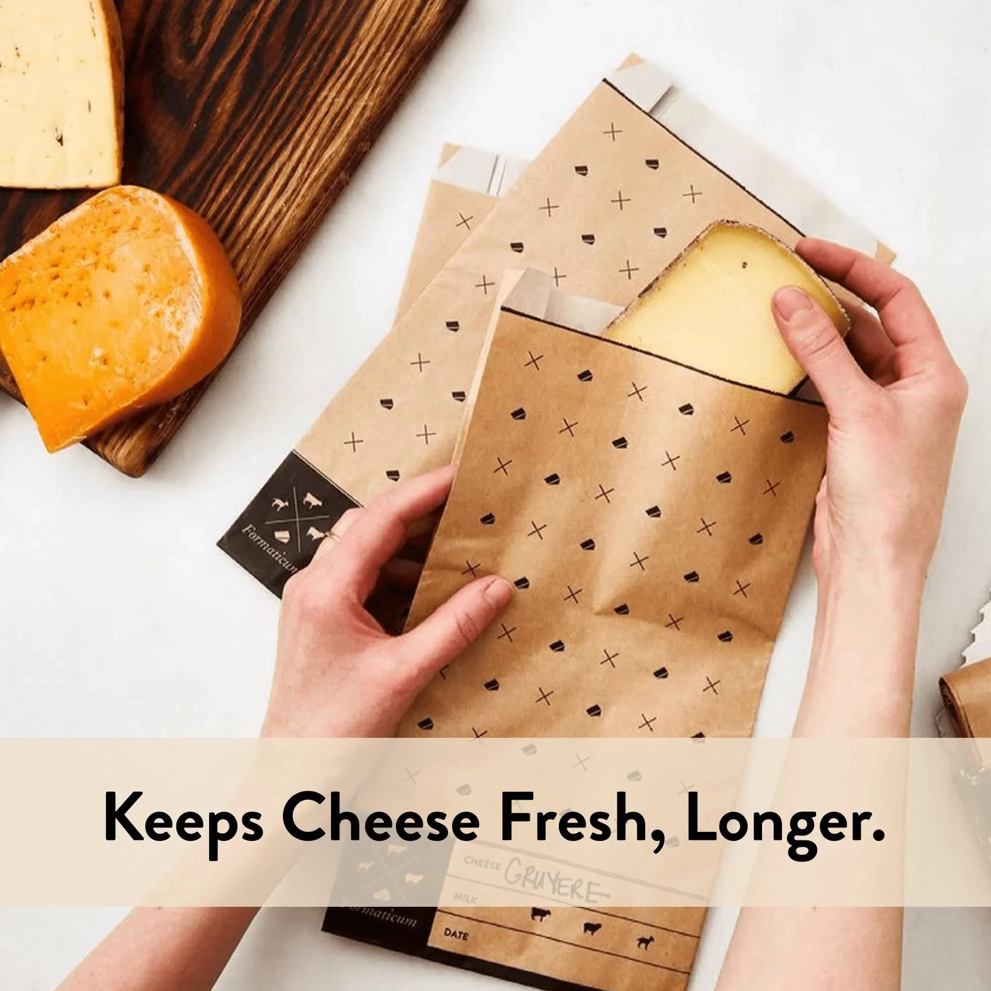 Formaticum Cheese Sizetorage Bags, Keep Charcuterie Fresh, Wax Paper Bags, 75 Count