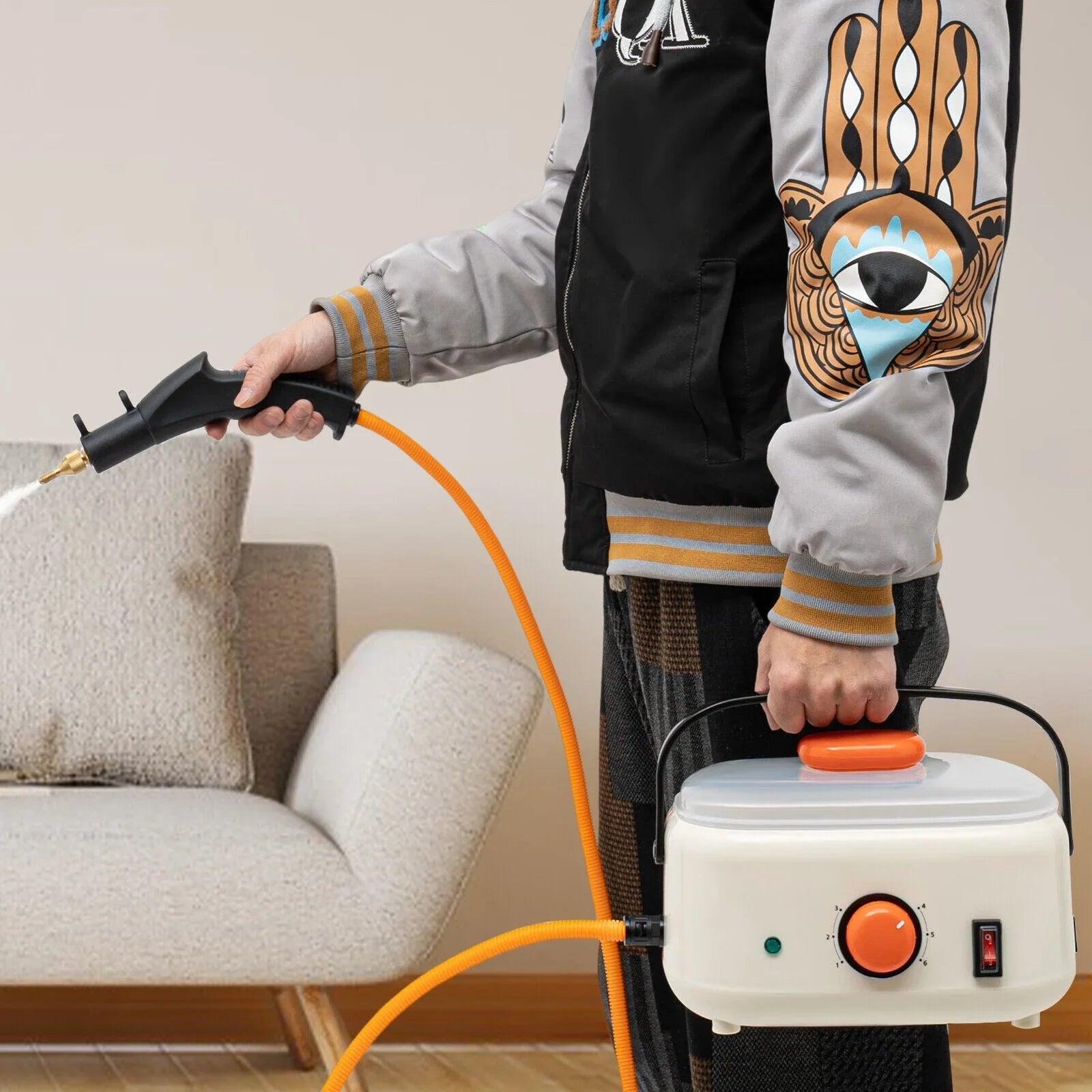 2500W High Pressure Sizeteam Cleaner Commercial High Temp Electric Cleaning Machine ,≥ 100℃/212°F Working Temperature for Homes, Hotels, Restaurants, Car Maintenance Sizetores