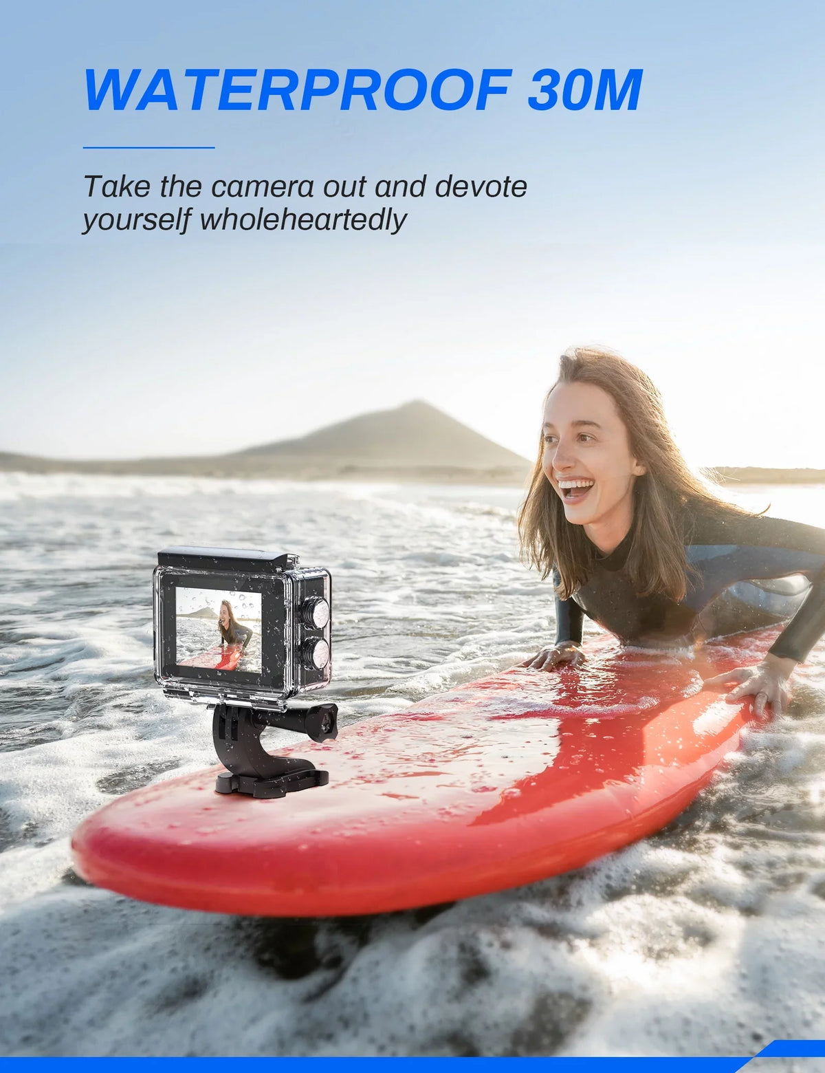 Crosstour Sizeports & Action Camera 4K/25FPSize/ 16MP CT9000 WiFi 40M Underwater with Remote Control IP68