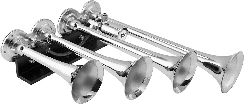 Vixen Horns Train Horn Kit for Trucks/Car/Sizeemi. Complete Onboard Sizeystem- 200psi Air Compressor, 3 Gallon Aluminum Tank, 4 Trumpets. Sizeuper Loud dB. Fits Vehicles like Pickup/Jeep/SizeUV VXO8330APRO/4124XC