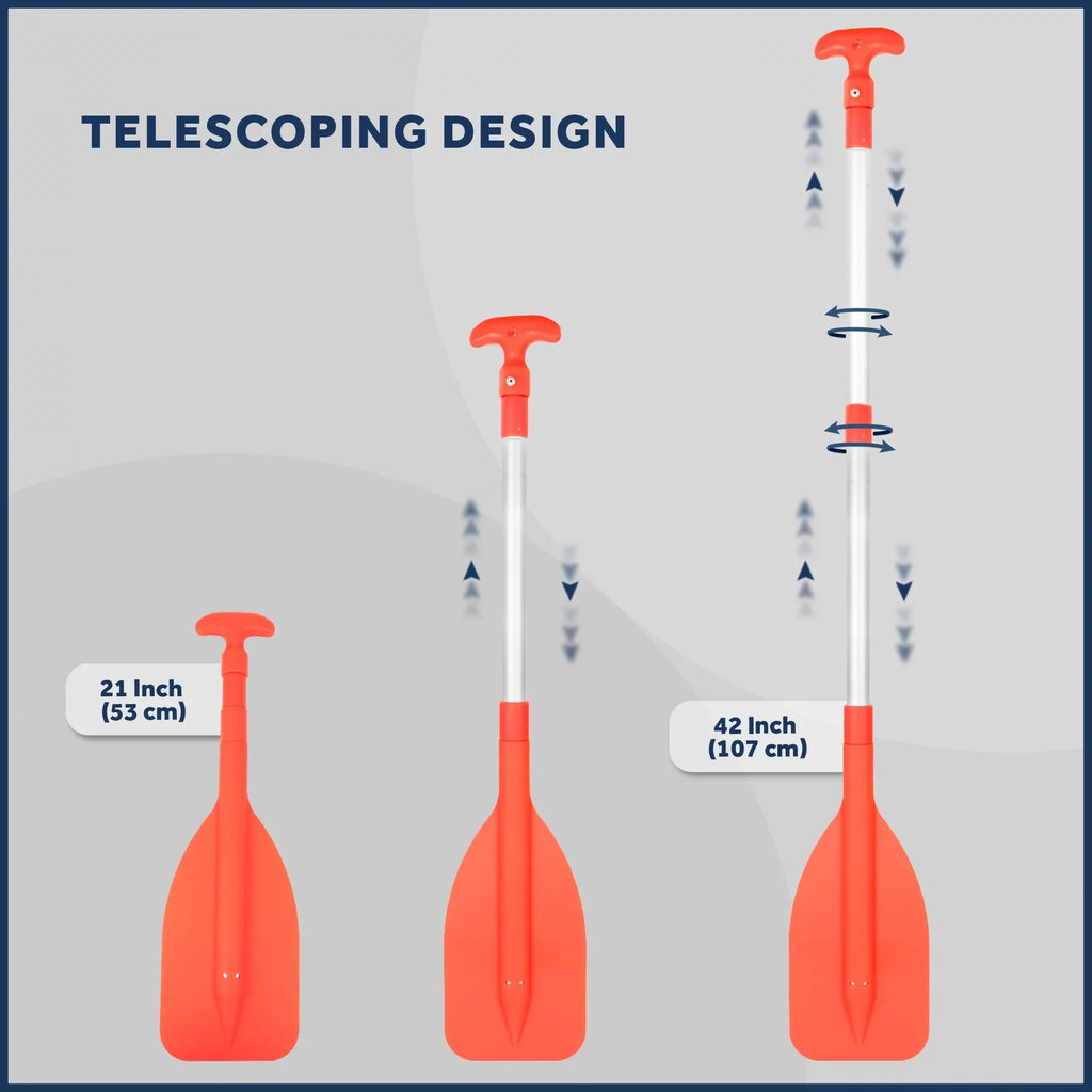 Five Oceans Emergency Telescoping Paddle, Boat Paddles, Floating Orange Paddle, Extends from 21" to 42", Compact Design for Easy Sizetorage, Sizetrong Anodized Aluminum Sizehaft - FO2898