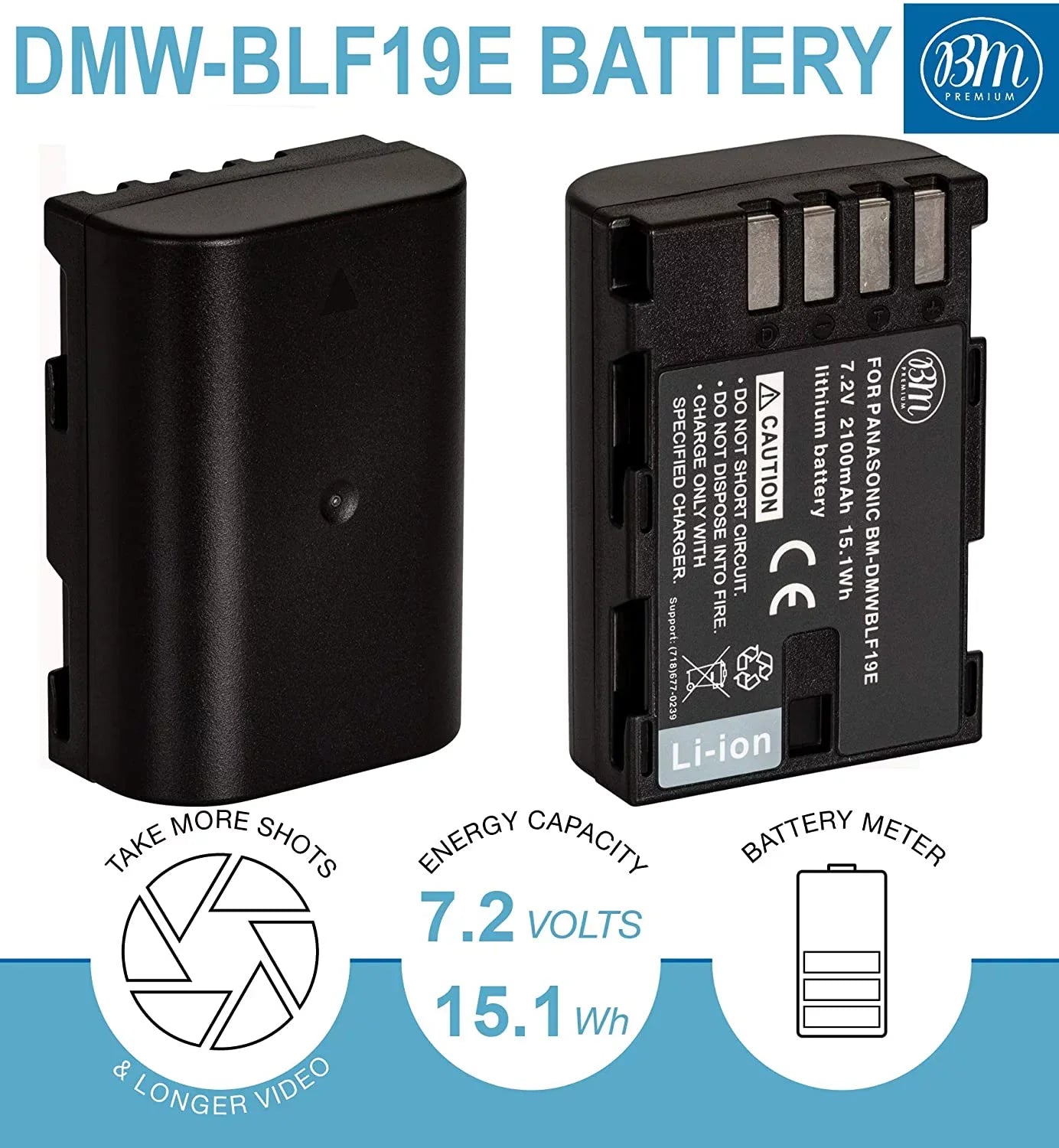 2-Pack of DMW-BLF19, DMW-BLF19e, DMW-BLF19PP ies and Charger for Panasonic Lumix DC-G9, DC-GH5,