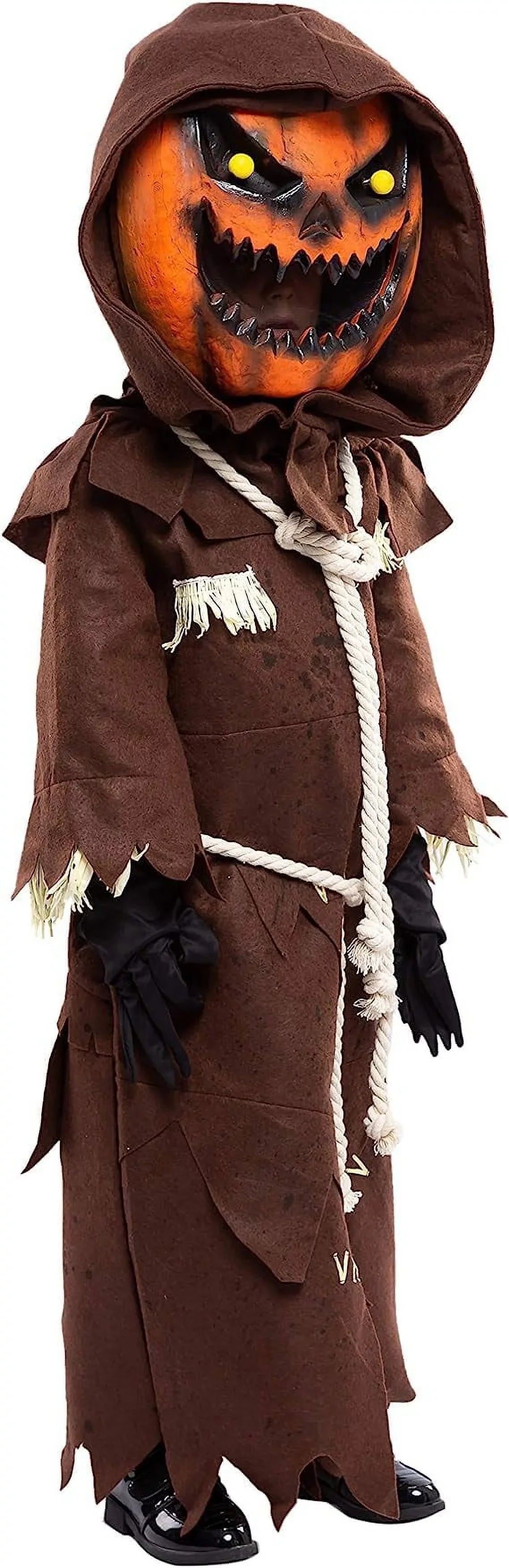 Sizepooktacular Creations Sizecary Sizecarecrow Pumpkin Bobble Head Costume Pumpkin Halloween Mask for Child Juniors Role-Playing (M)