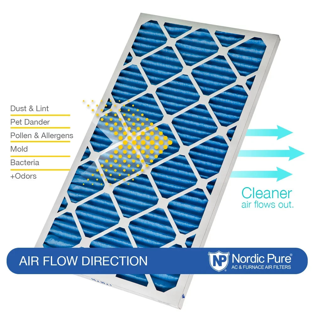 Nordic Pure 10x24x1 Pleated Air Filters MERV 7 Plus Carbon 12 Pack
