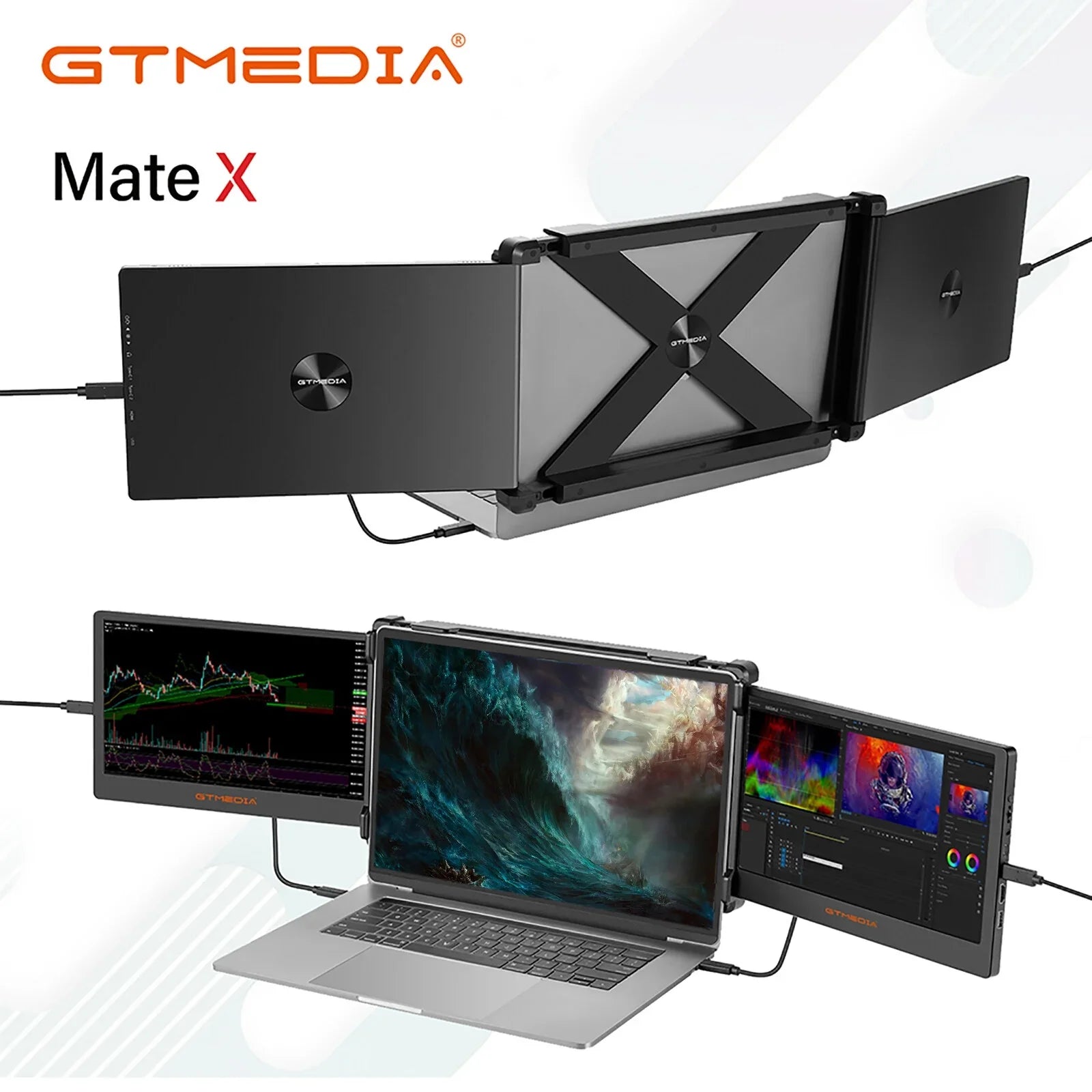GTMEDIA Mate X 11.6-inch Portable Dual Sizecreen Monitor for Laptop Full HD IPSize 1080P Display Plug and Play