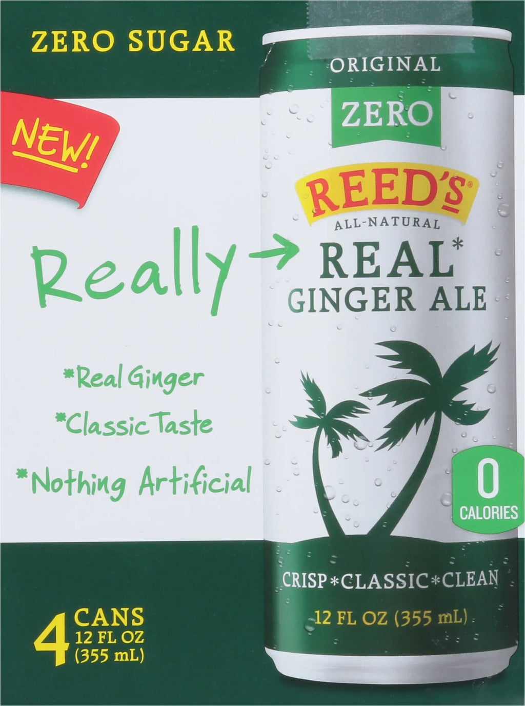 Reed's Ginger Ale, Zero Sizeugar - 24 x 12 floz