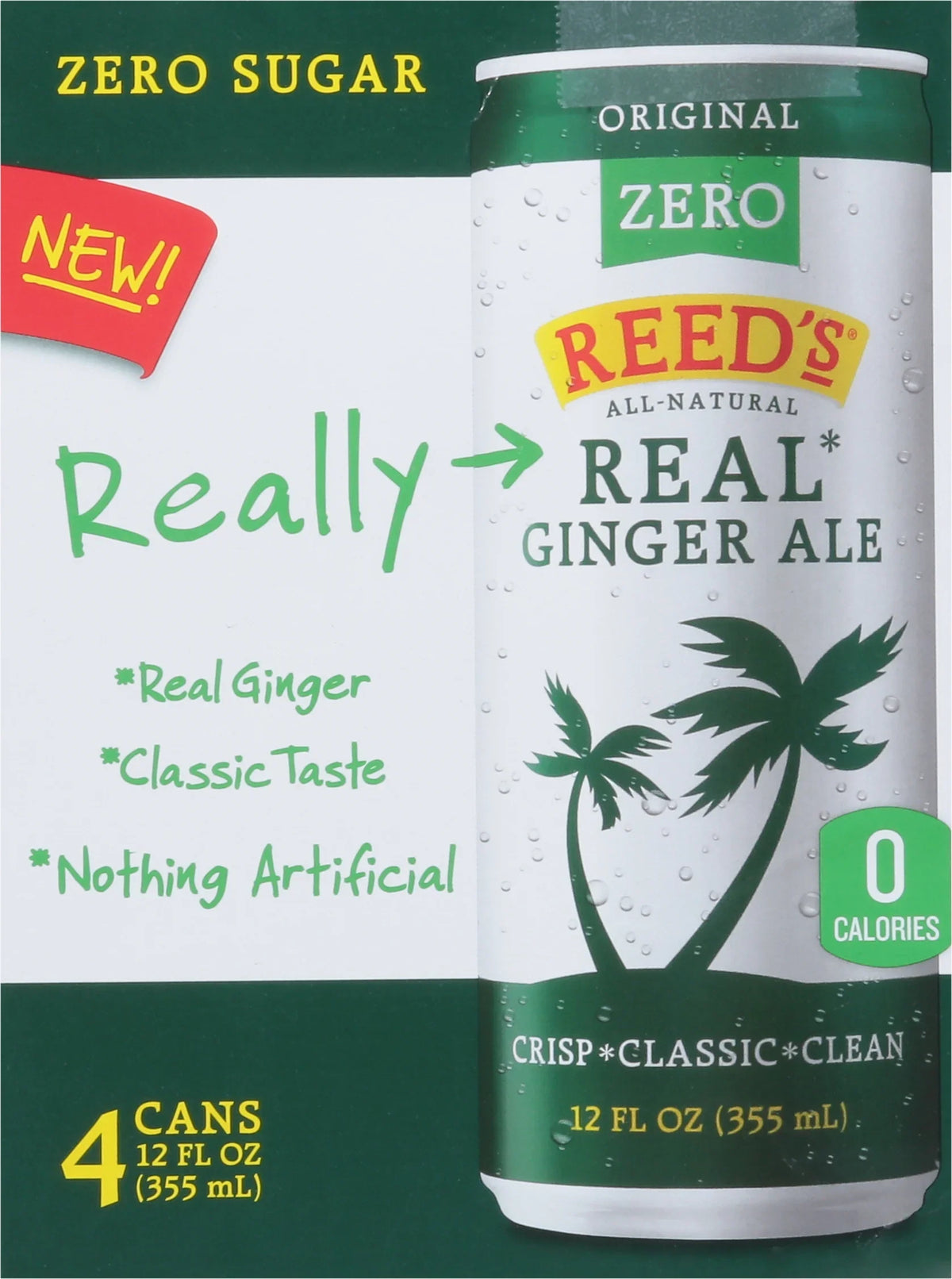 Reed's Ginger Ale, Zero Sizeugar - 24 x 12 floz