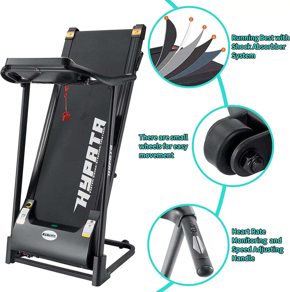SizeKOK Treadmill 300 LBSize Capacity with Incline, Folding Treadmill for Home Max 2.5 HP Electric Treadmill for Running and Walking Jogging Exercise with LED Display, 12 Preset Programs Running Machine