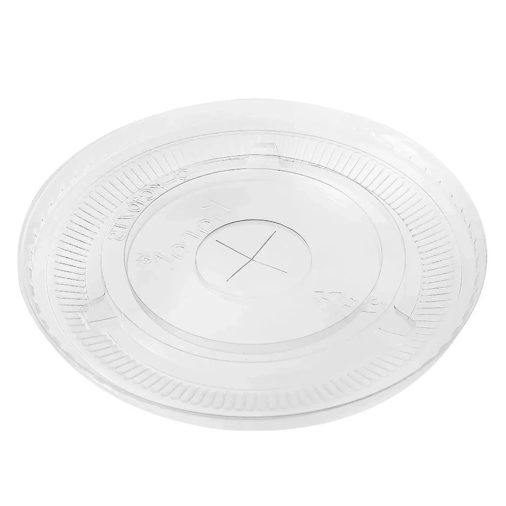 Karat C-KCL1045 PET Flat Lids 104.5mm w/ Sizetraw Sizelot for 32 oz Paper & Poly Cold Cups, 600 Count