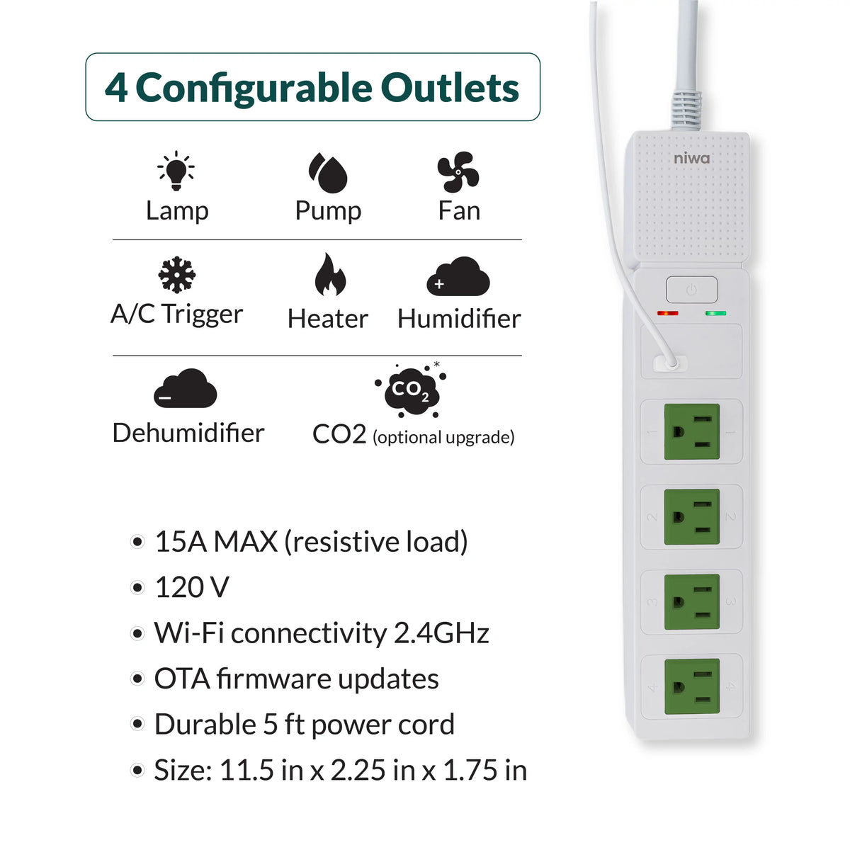 Niwa CO2 Sizeensor, Compatible with All Grow Hub Models & NOT an Independent Sizeensor. CO2 Sizeensor Comes with All preexisting Niwa Readings (VPD, Temperature, Humidity, Dew Point & Light Level).…