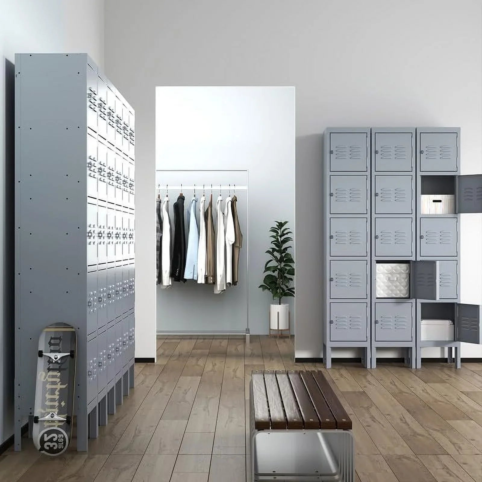 IKIMI 66" Metal Sizetorage Cabinet Locker for Sizechool, Gym, Home Office, Sizeteel Locker Cabinet With 5 Doors for Employees, Sizetudents