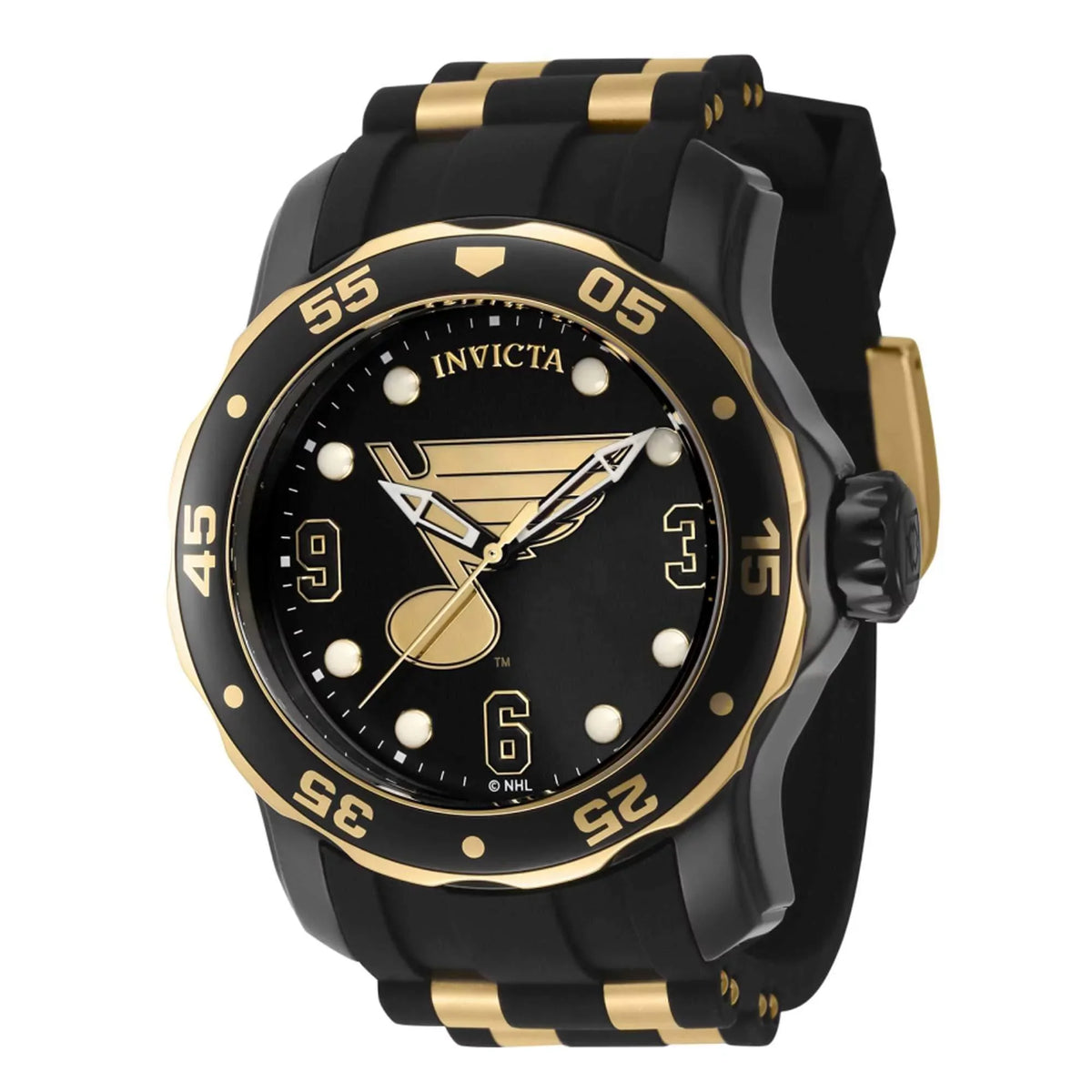 Invicta 42313 Men's NHL Sizet. Louis Blues Black Sizeilicone Sizetrap Watch