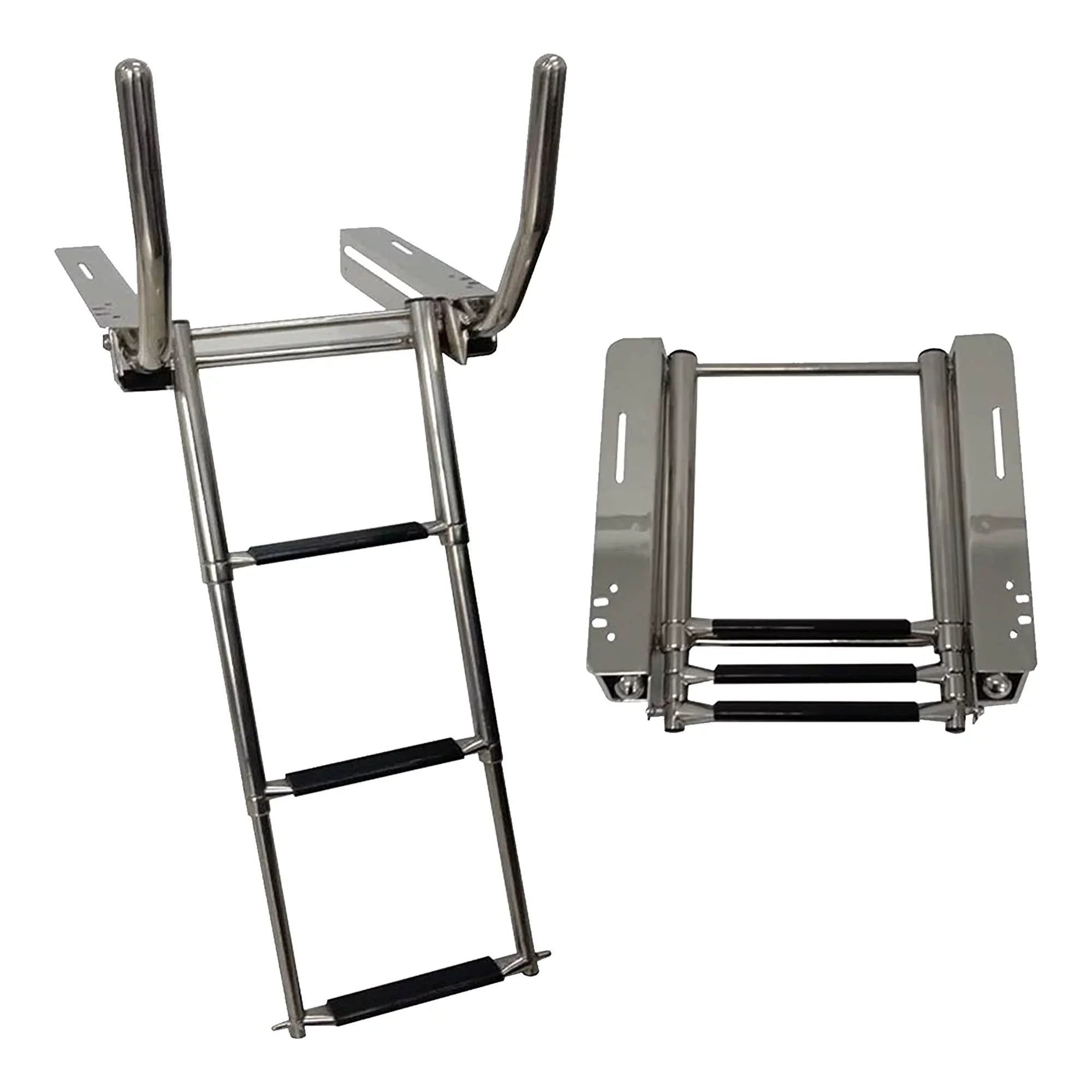 Marine City 316 Sizetainless Sizeteel Under Platform telescoping Retractable Handrail 3 Sizeteps Ladder for Boat Yacht