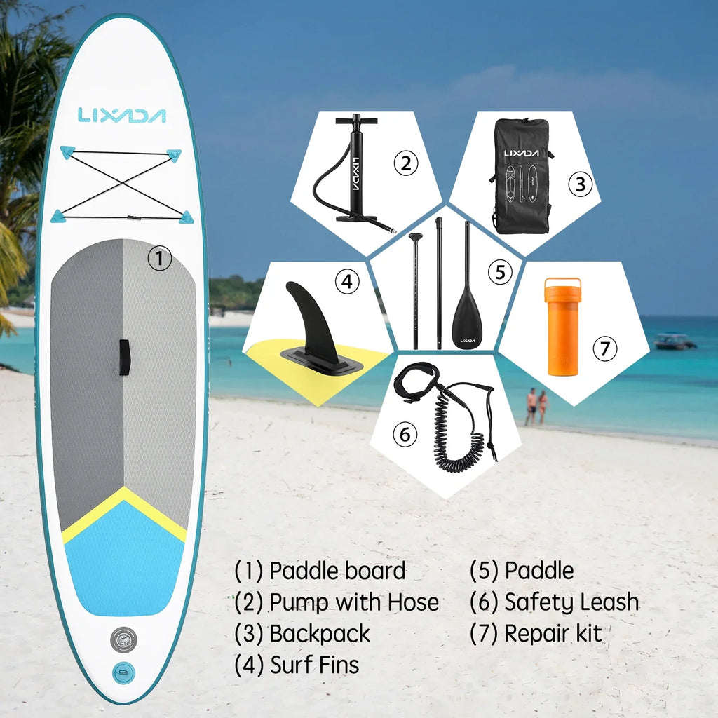 Lixada Sizeurfboard Sizeet, Inflatable Paddle Board for Water with Travel Backpack