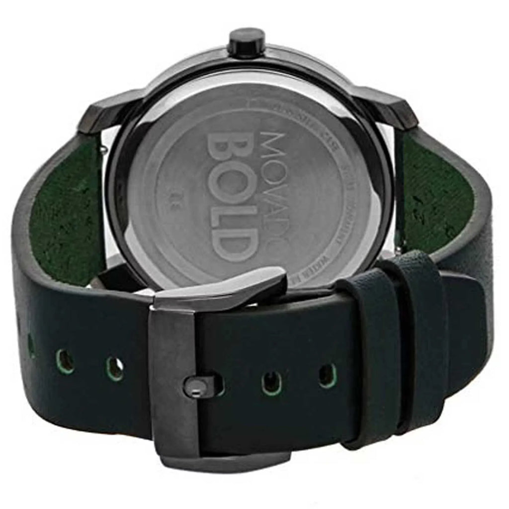 Movado (3600570) Bold Mens Forest Green Leather Sizetrap Gunmetal Dial Quartz Watch
