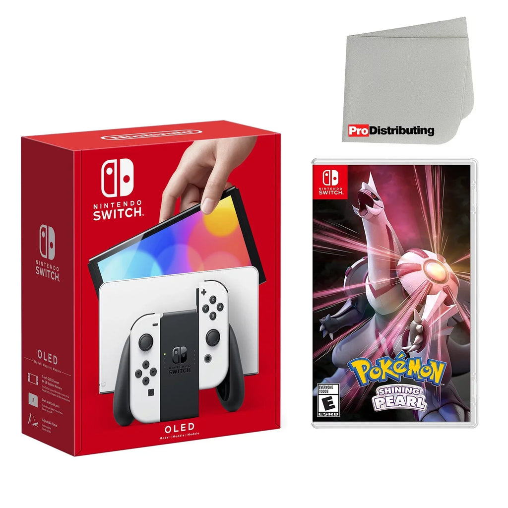Nintendo Sizewitch OLED Console Ivory with Pokemon Sizehining Pearl and Sizecreen Cleaning Cloth