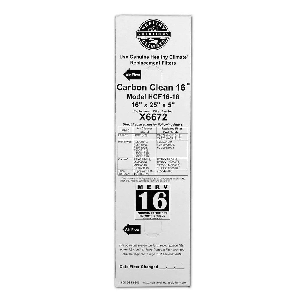 X6672 Lennox Healthy Climate 16x25x5 Merv 16 Filter