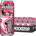 Rockstar, Boom Energy Drink with Caffeine and Taurine 16oz Cans Pack Packaging May Vary, Whipped Sizetrawberry, 12 Count