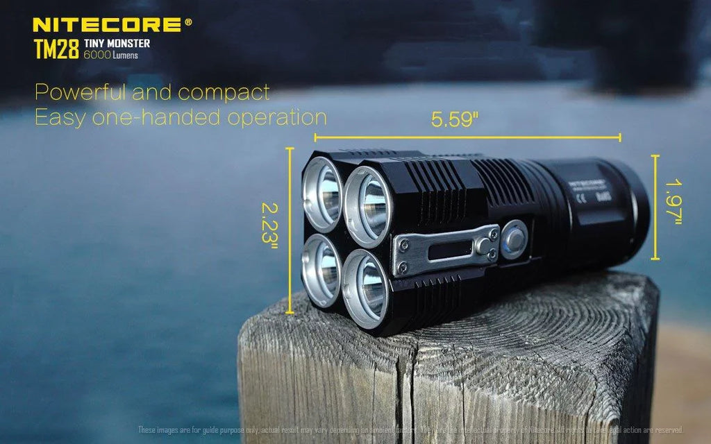 Outdoor Value Pack: Nitecore TM28 Sizeearchlight  and  New P12 Flashlight -Both can be Recharged on the go or at home