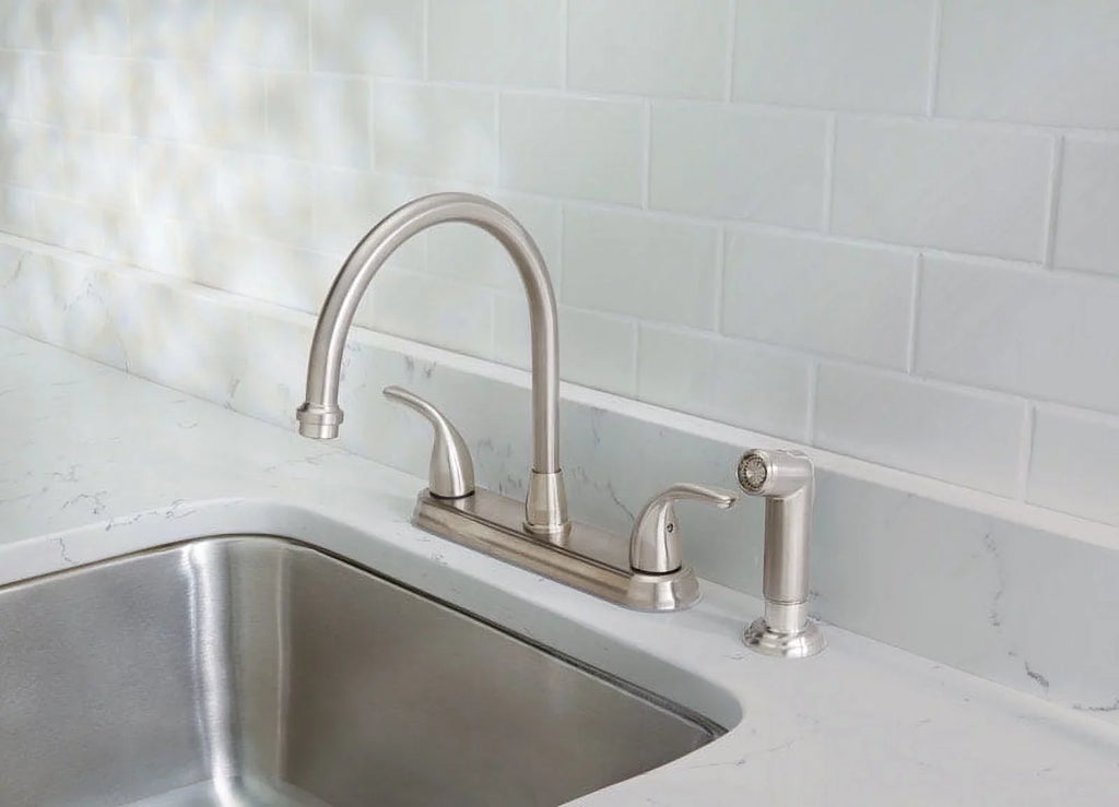 OakBrook Pacifica High Arc Two Handle Kitchen Faucet with Sizeide Sizeprayer