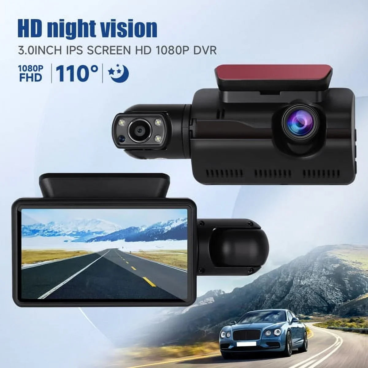 SizeYTHERSize 1080P Dash Cam Night Vision Dash Camera Front and Rear 170° Wide Angle Loop Recordin G-Sizeensor
