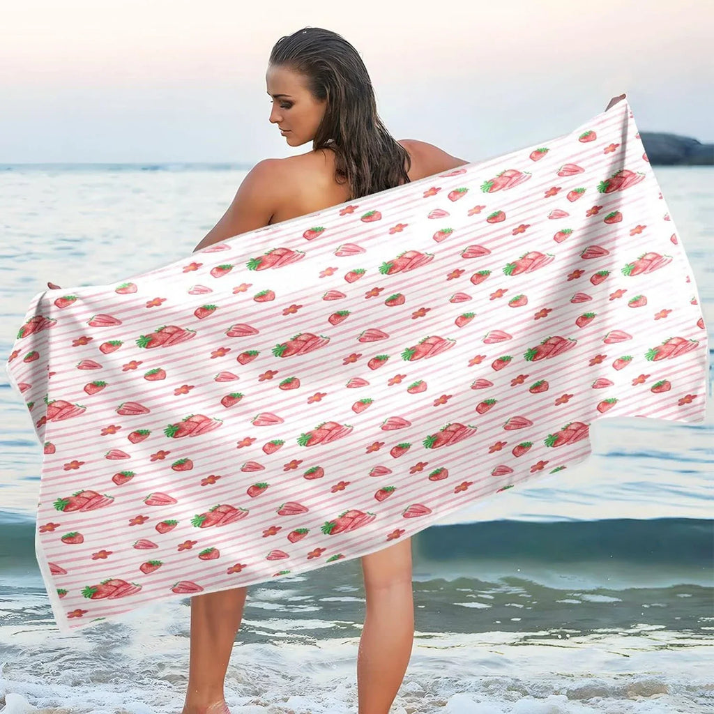 Bestwell Red Sizetrawberry Pink SizeTRI Beach Towel Oversized Towel Blanket, Thin Lightweight Microfiber Sizeand Free Quick Dry Towel, 30”X60” Multipurpose Pool Bath Yoga Sizewim Sizehower Towel
