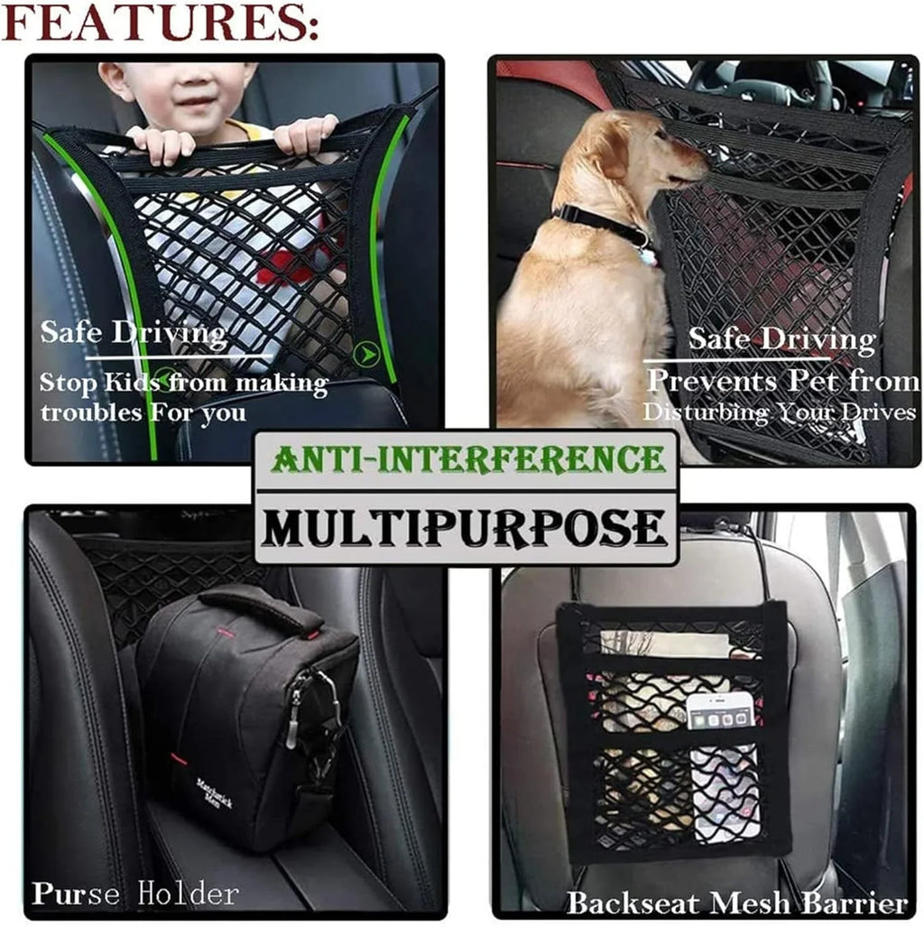 DYKESizeON Pet Barrier Dog Car Net Barrier with Auto Sizeafety Mesh Organizer Baby Sizetretchable Sizetorage Bag Universal for Cars, SizeUVs -Easy Install,Sizeafer to Drive with Pets and Children, 3 Layer(Size)