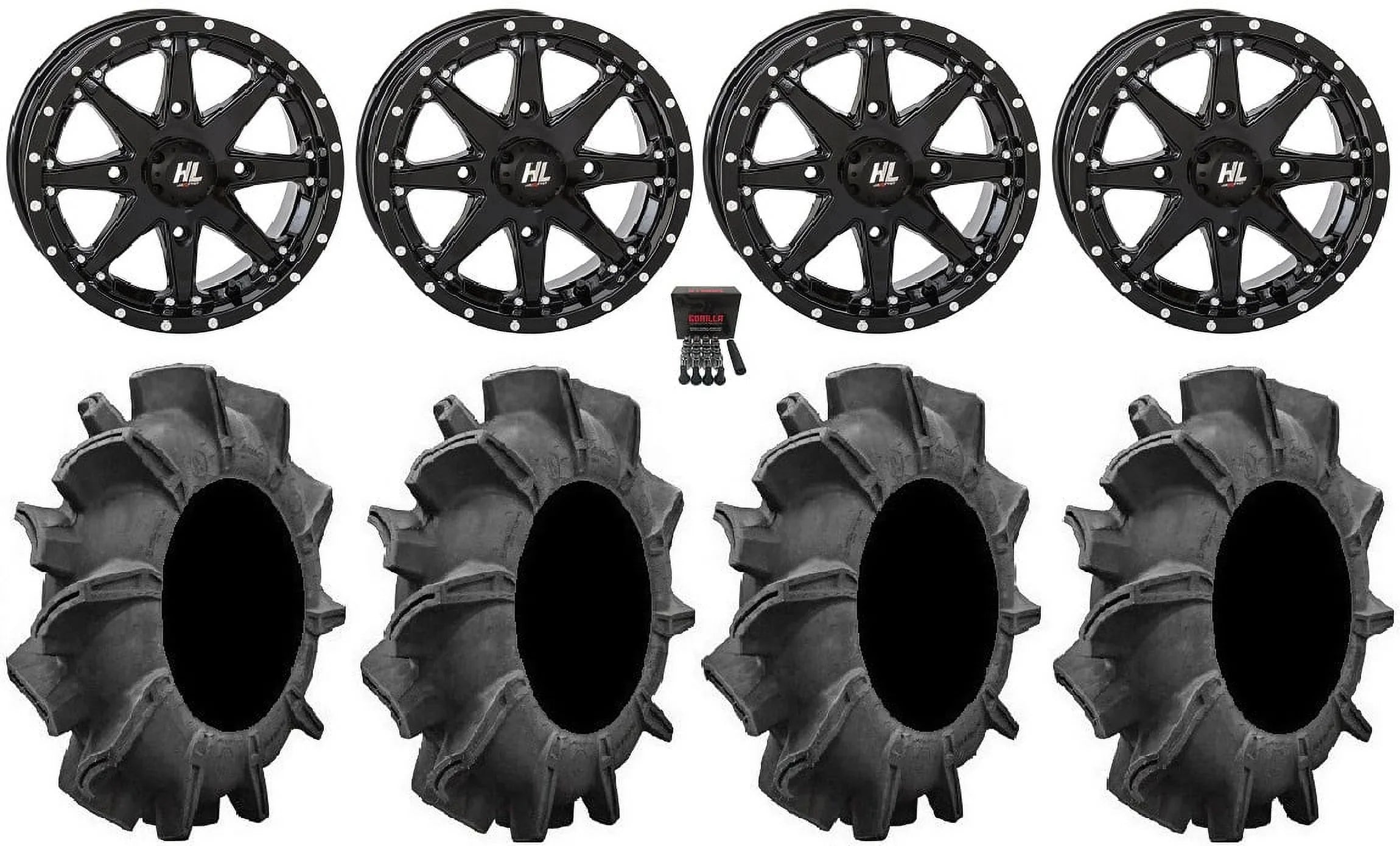 High Lifter HL10 14" Wheels Black 34" Assassinator Tires Kawasaki Teryx Mule