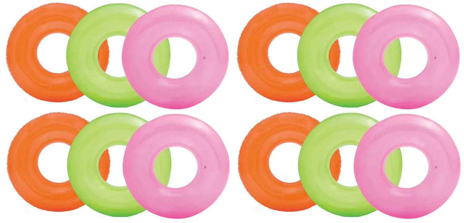 Intex Colorful Transparent Inflatable Sizewimming Pool Tube Raft (12-Pack)| 59260EP