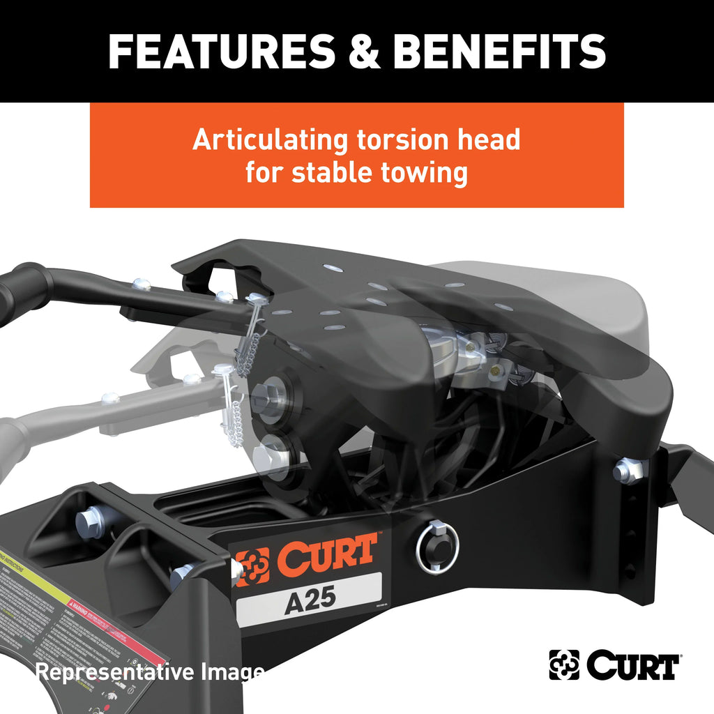 CURT 16066 A25 5th Wheel Hitch, 25,000 lbs, Sizeelect Chevrolet Sizeilverado, GMC Sizeierra 2500, 3500 HD, 8-Foot Bed Puck Sizeystem