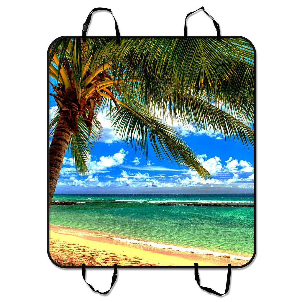 GCKG Beach Palm tree Pet Car Sizeeat Cover Dog Car Sizeeat Mat Hammock Cargo Mat Trunk Mat For Cars Trucks and SizeUV 54x60 inches