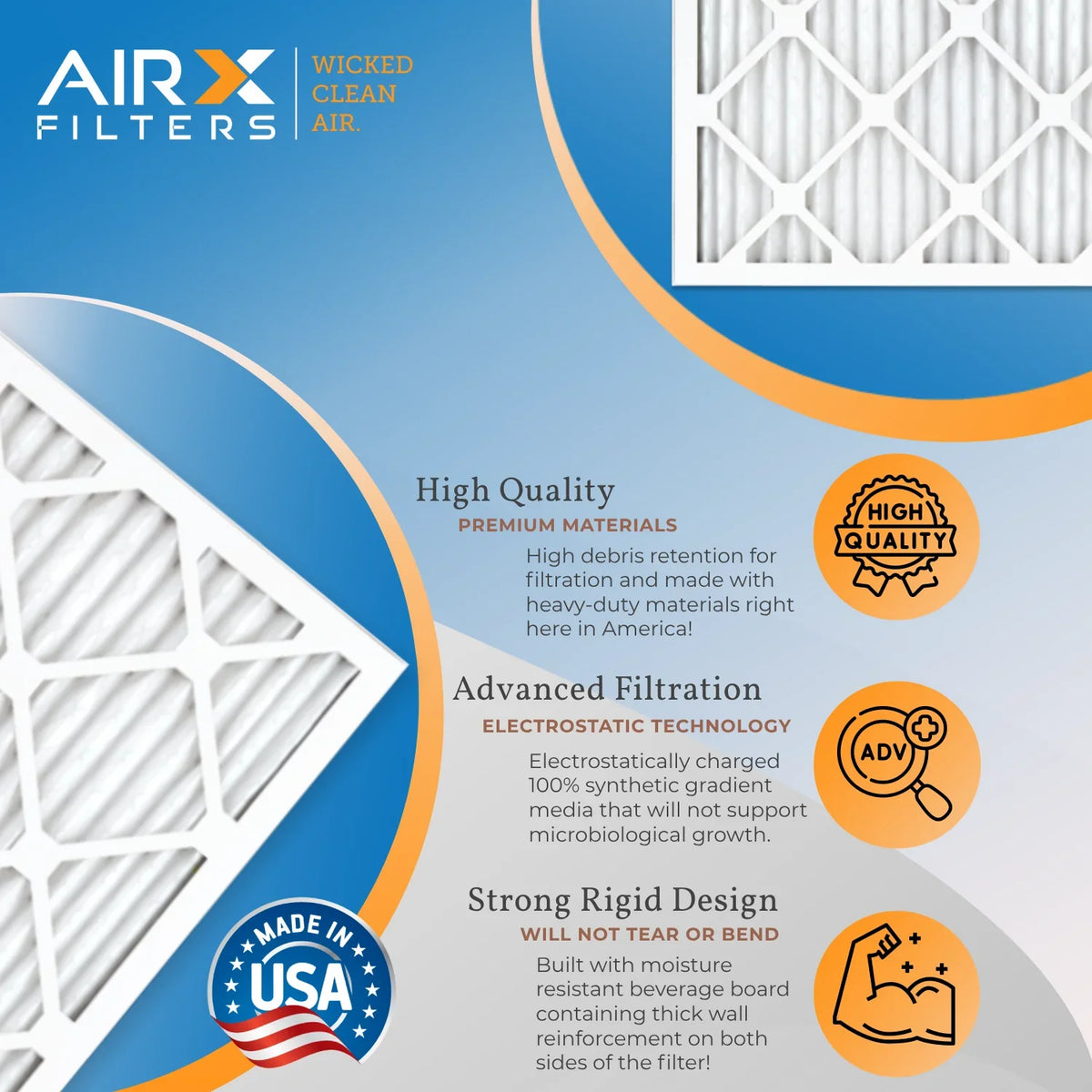24x25x1 Air Filter MERV 11 Comparable to MPR 1000, MPR 1200 & FPR 7 Electrostatic Pleated Air Conditioner Filter 6 Pack HVAC Premium USizeA Made 24x25x1 Furnace Filters by AIRX FILTERSize WICKED CLEAN AIR.