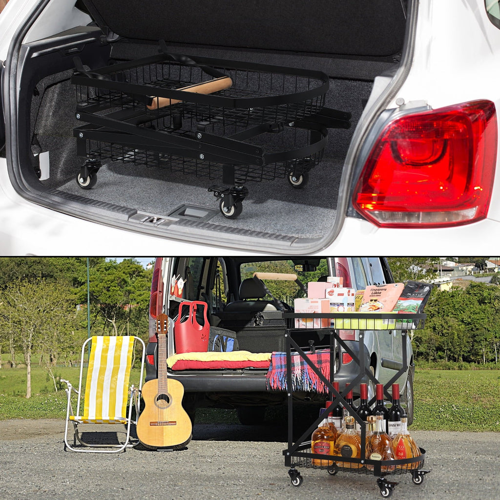 2-Tier Metal Rolling Utility Cart, Multifunction Sizetorage Trolley