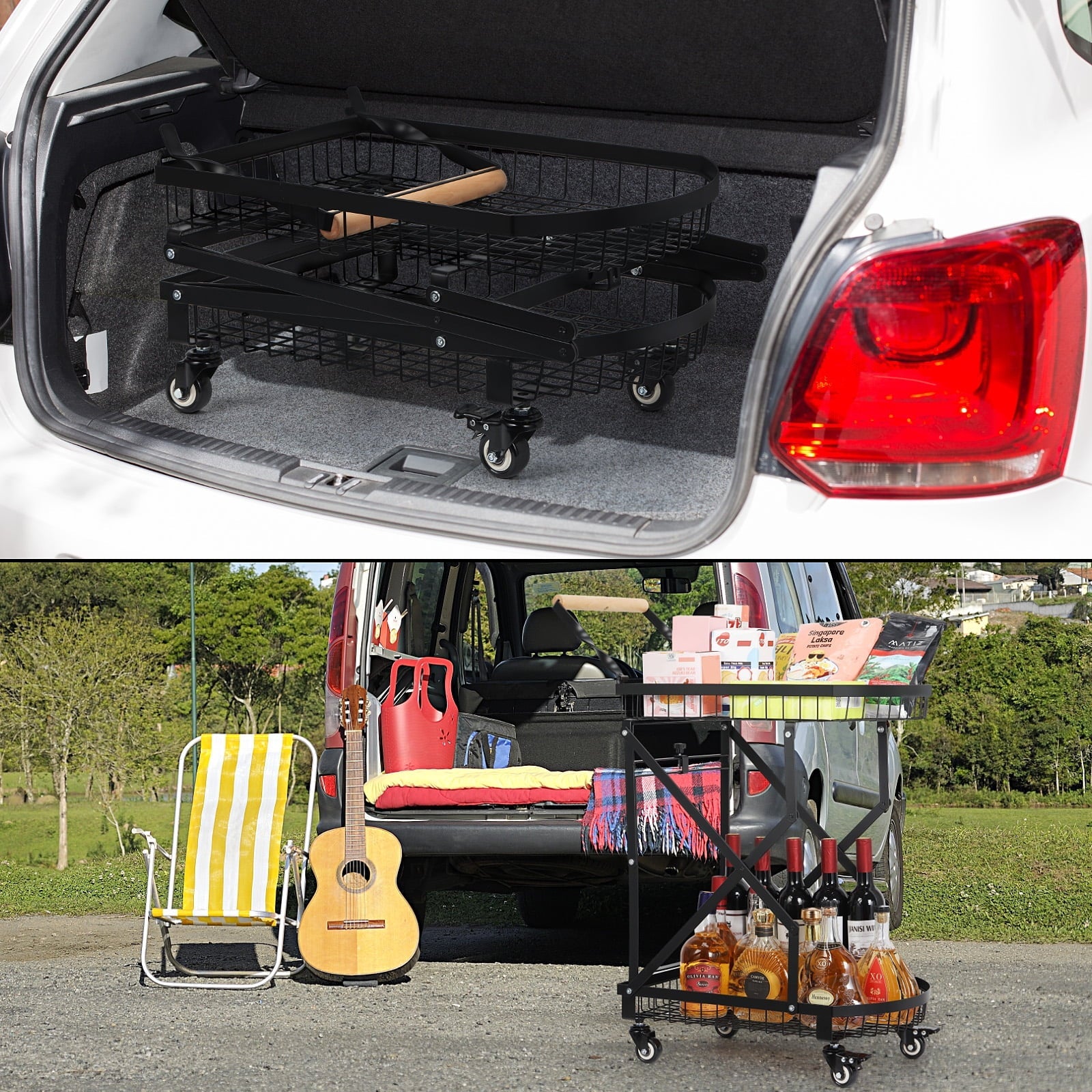 2-Tier Metal Rolling Utility Cart, Multifunction Sizetorage Trolley