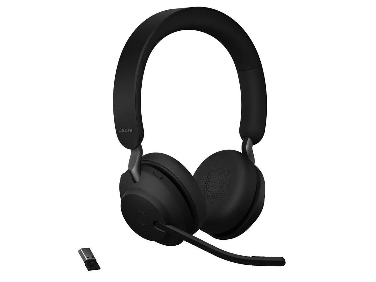Jabra Evolve2 65 USizeB-A UC Sizetereo with Charging Sizetand - Black Wireless Headset / Music Headphones