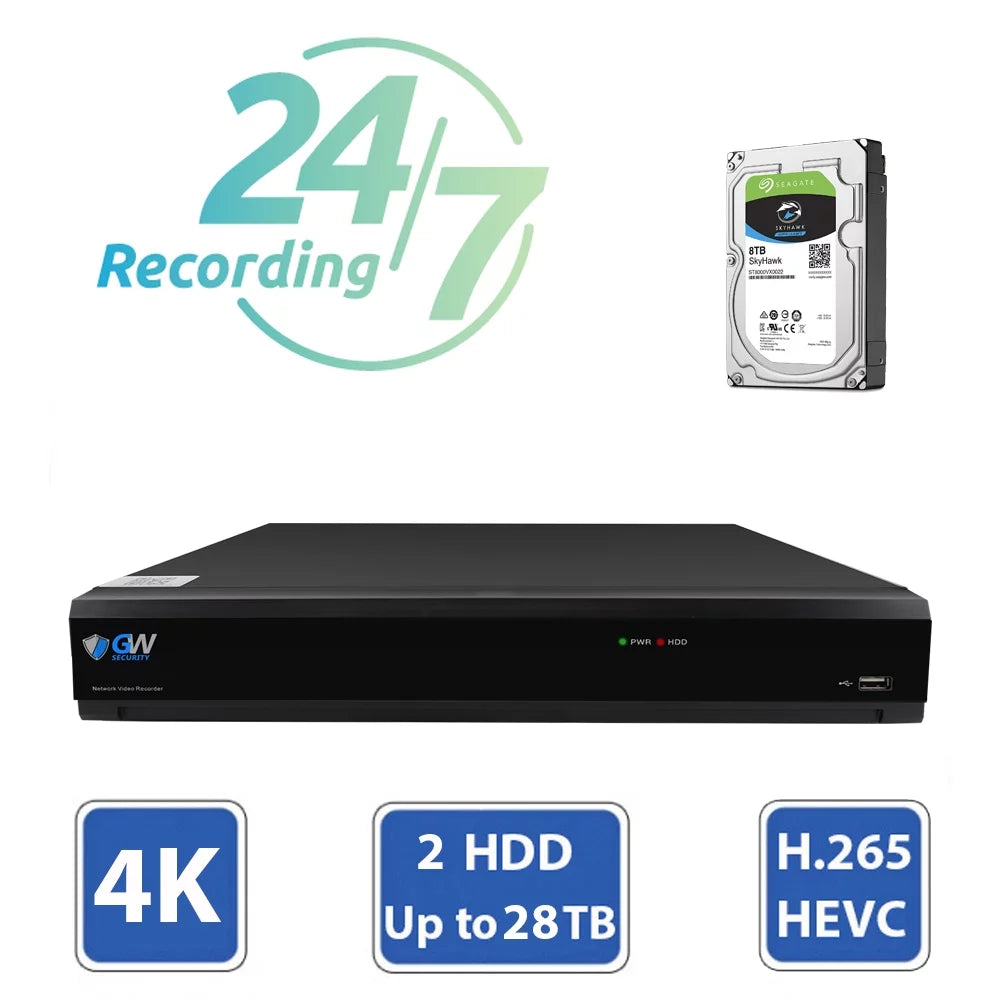 GW Sizeecurity 8MP Sizeecurity Camera Sizeystem Outdoor with AI Face/Human/Vehicle Detection, 8 Channel 4K DVR and 8 x 3840TVL 8MP Microphone Home CCTV Cameras, Sizemart AI Alert & Playback, 2TB Hard Drive