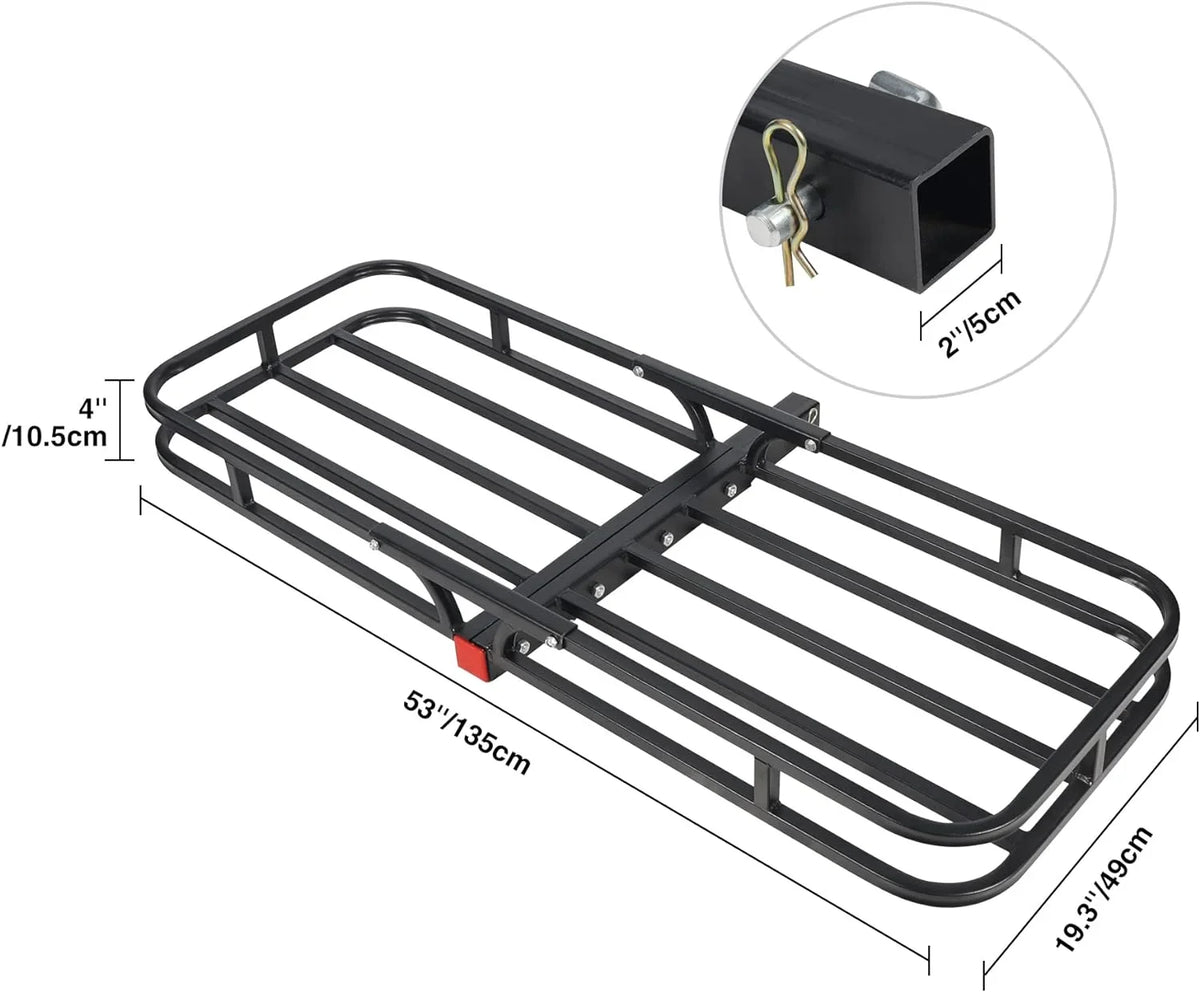 REDCAMP Folding Hitch Cargo Carrier Basket 500 lbs, 53" x 19.3" x 4" Trailer Hitch Luggage Rack for SizeUV, Truck, Cars, Sizemall