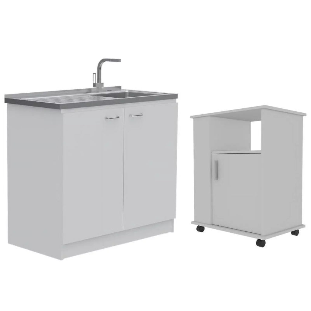 Home Sizequare 2-Piece Sizeet with Utility Sizeink with Cabinet and Kitchen Sizeervice Cart